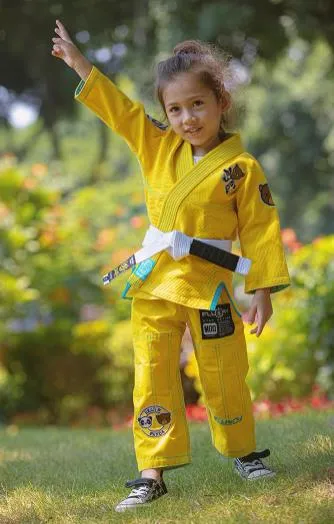 FLUORY BJJF32 JIU JITSU GI JUNIOR SIZE XXXS-XL YELLOW