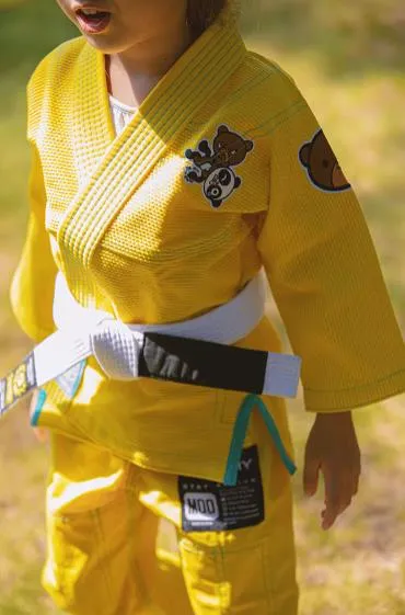 FLUORY BJJF32 JIU JITSU GI JUNIOR SIZE XXXS-XL YELLOW