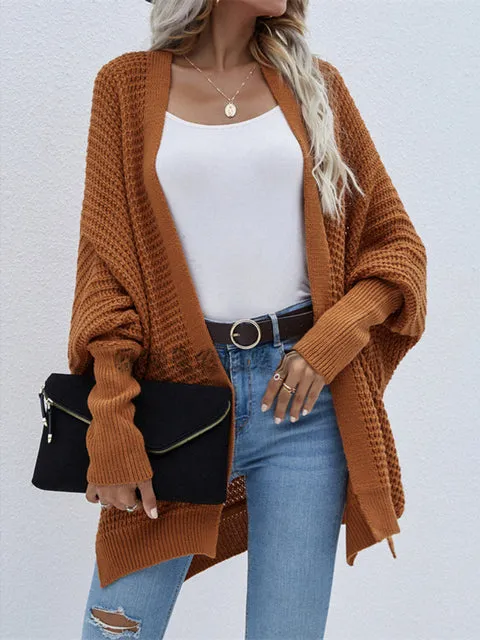 Flytonn-Fall Outfits Women Outwear Streetwear -hoco dresses homecoming dresses  women dress to impress -women  high street ins style -women's outerwear women's coat Women Casual Loose Fit Bat-wing Sleeve Knitted Sweaters Cardigan