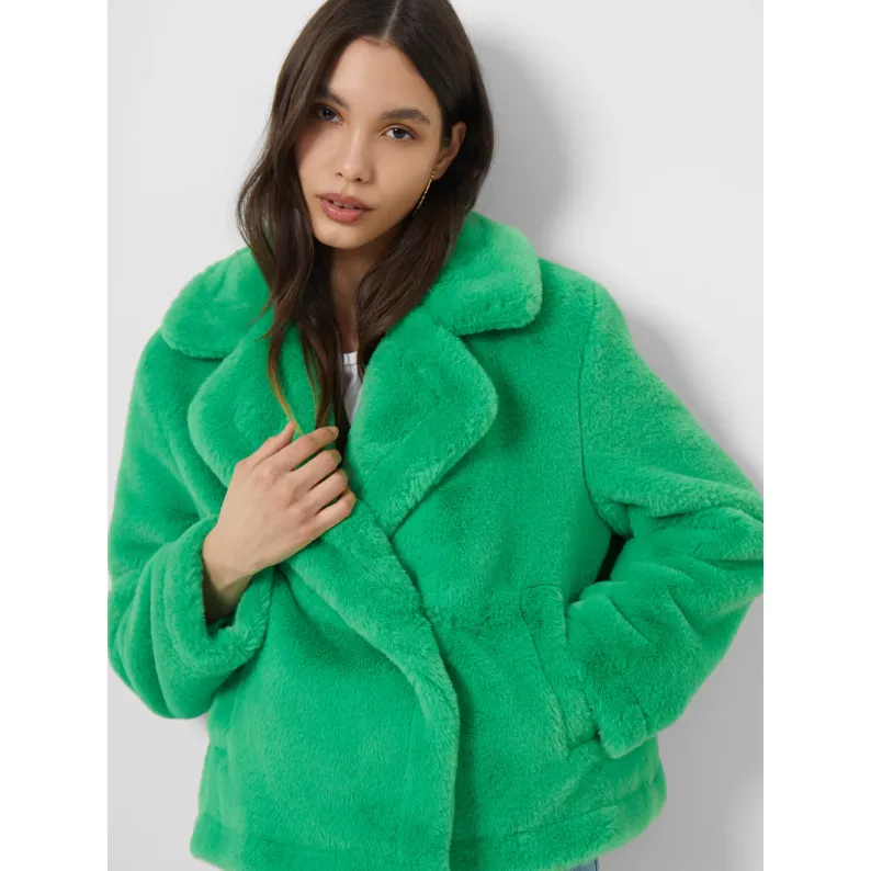 French Connection Buouna Recycled Faux Fur Short Coat 70TAI - Island Green