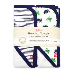 Frogs Organic Cotton Knit Terry Hooded Towel 2 Pack