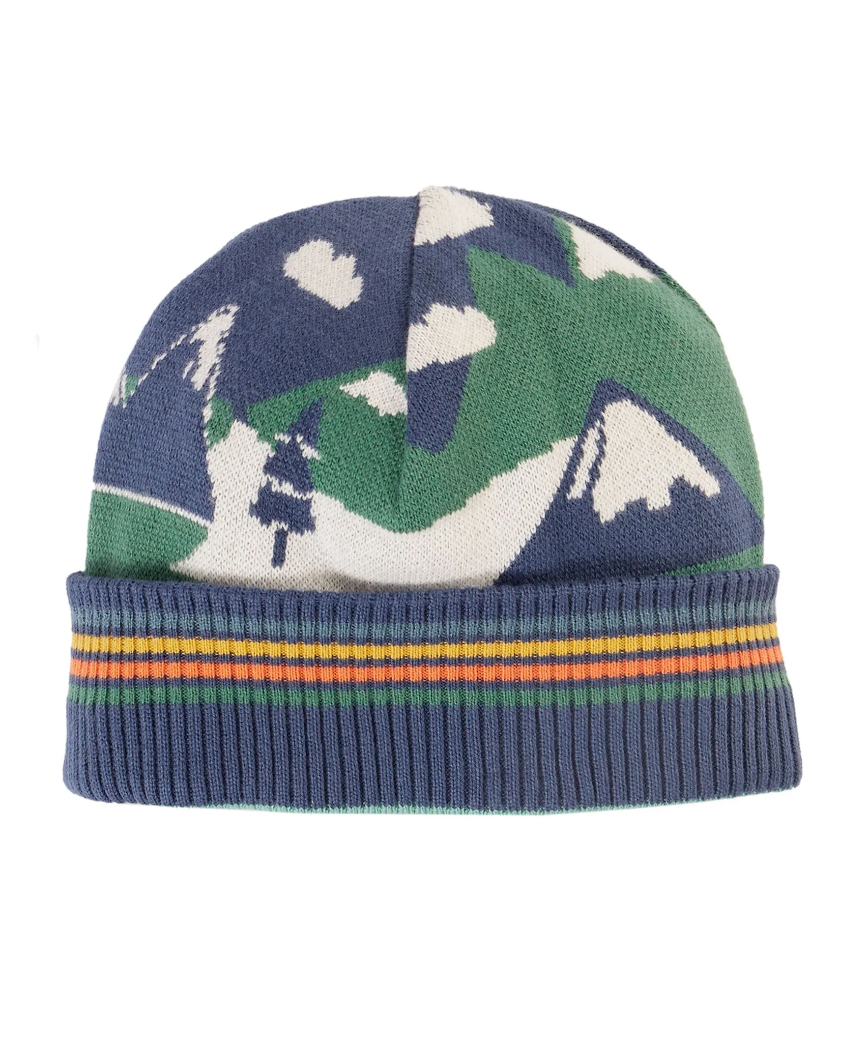 Frugi Voyager Reversible Hat - Navy Blue/Mountains