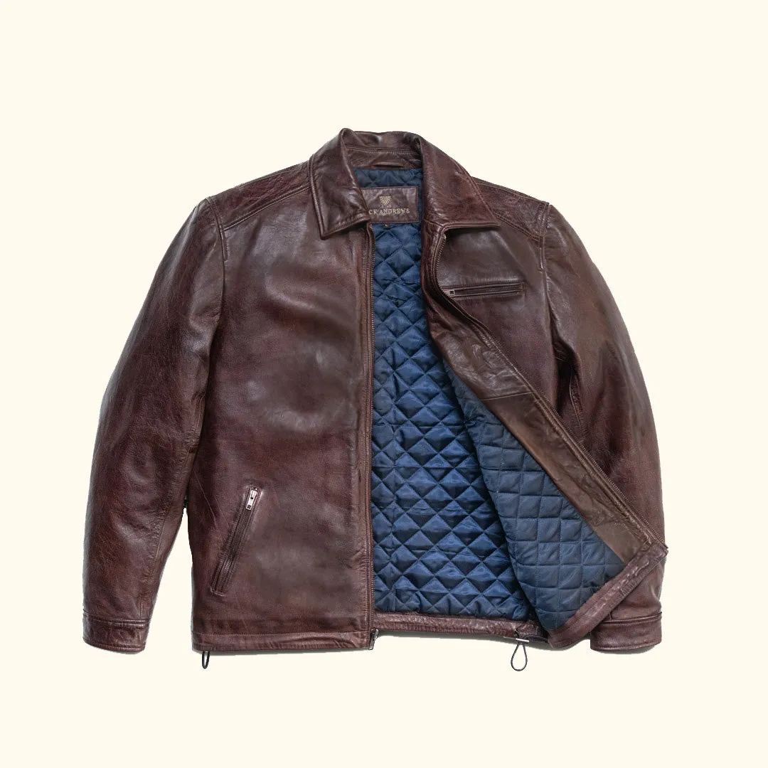 Glenwood Leather Driving Jacket | Mahogany