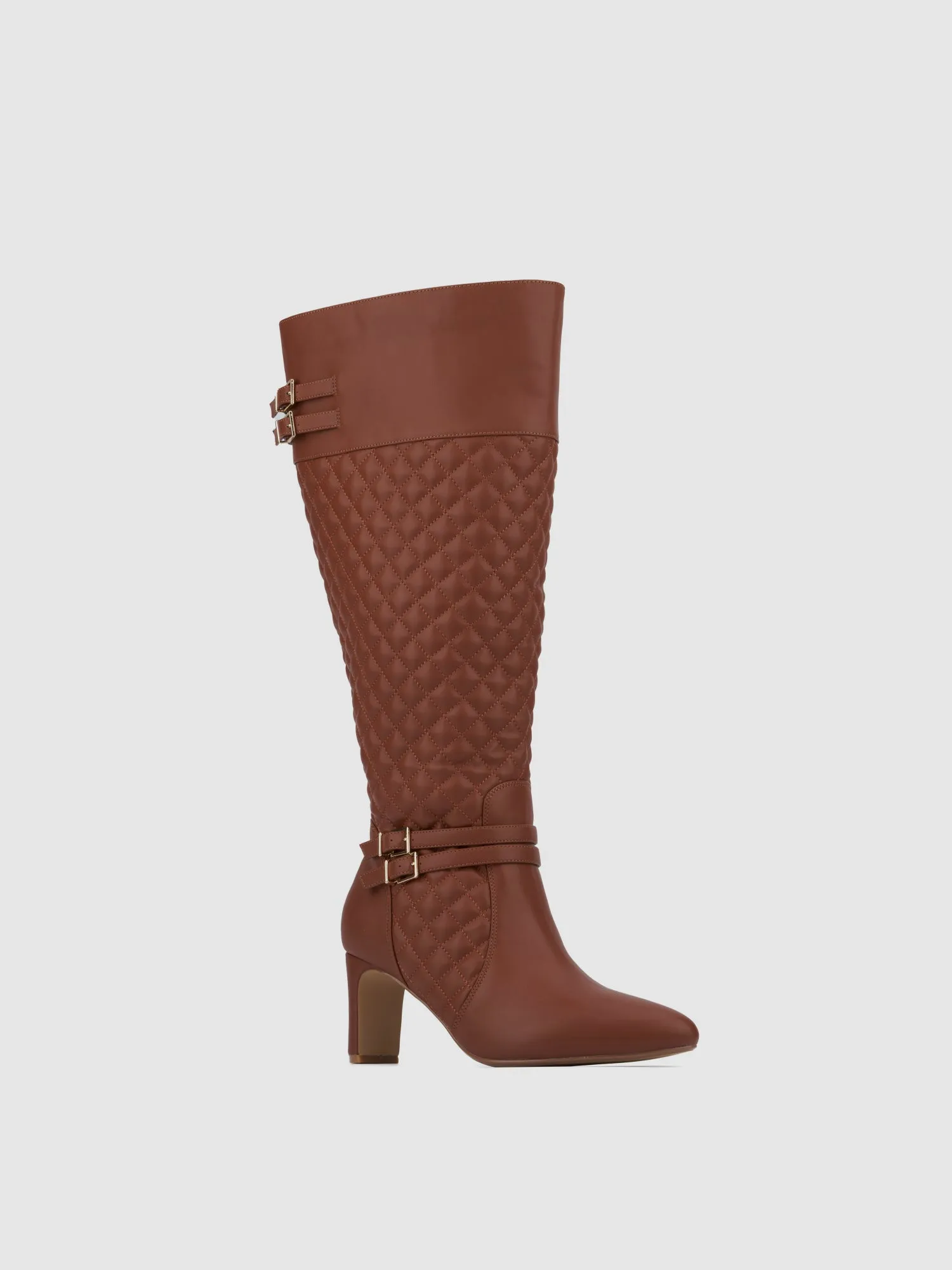 Halen Wide Calf Quilted Boot with Belt Detail