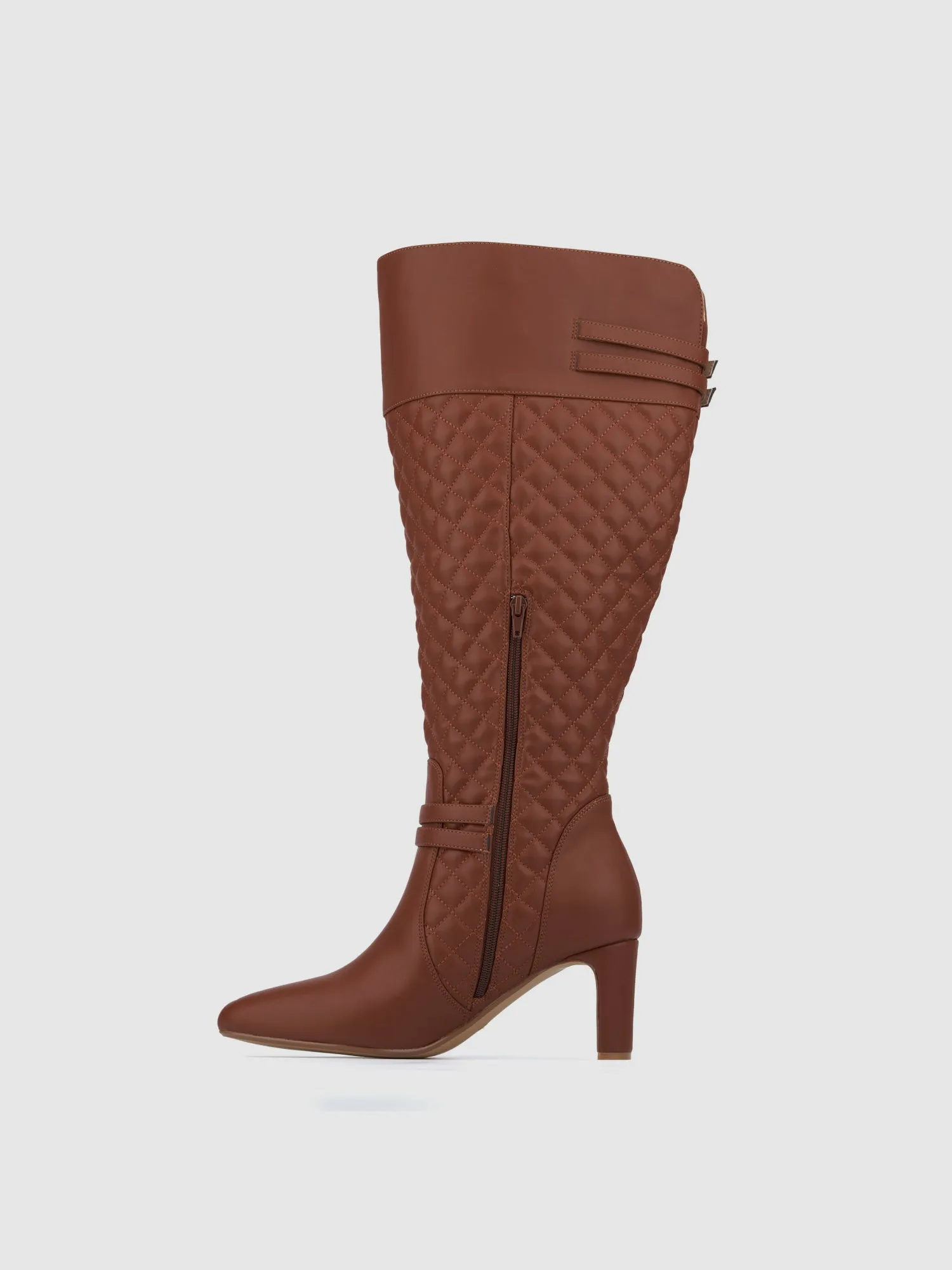 Halen Wide Calf Quilted Boot with Belt Detail