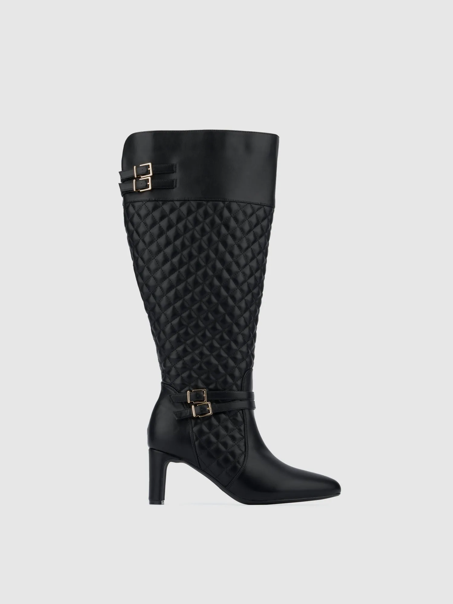 Halen Wide Calf Quilted Boot with Belt Detail