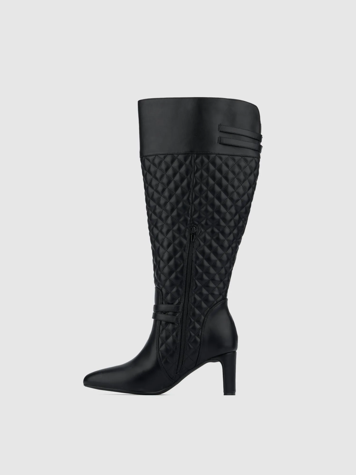 Halen Wide Calf Quilted Boot with Belt Detail