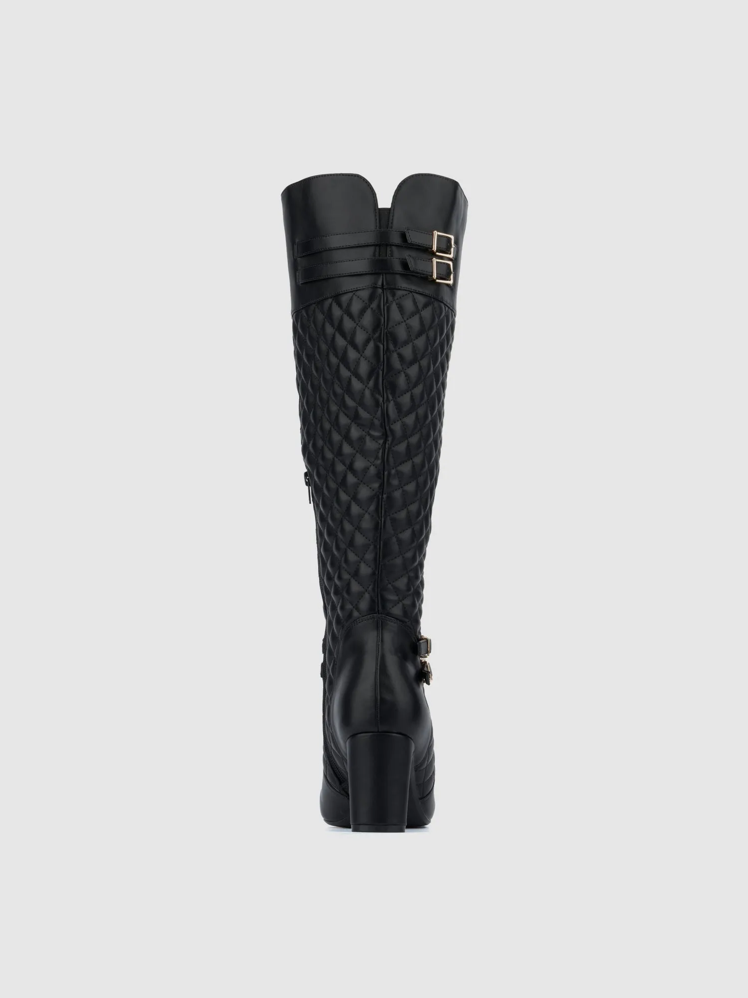 Halen Wide Calf Quilted Boot with Belt Detail