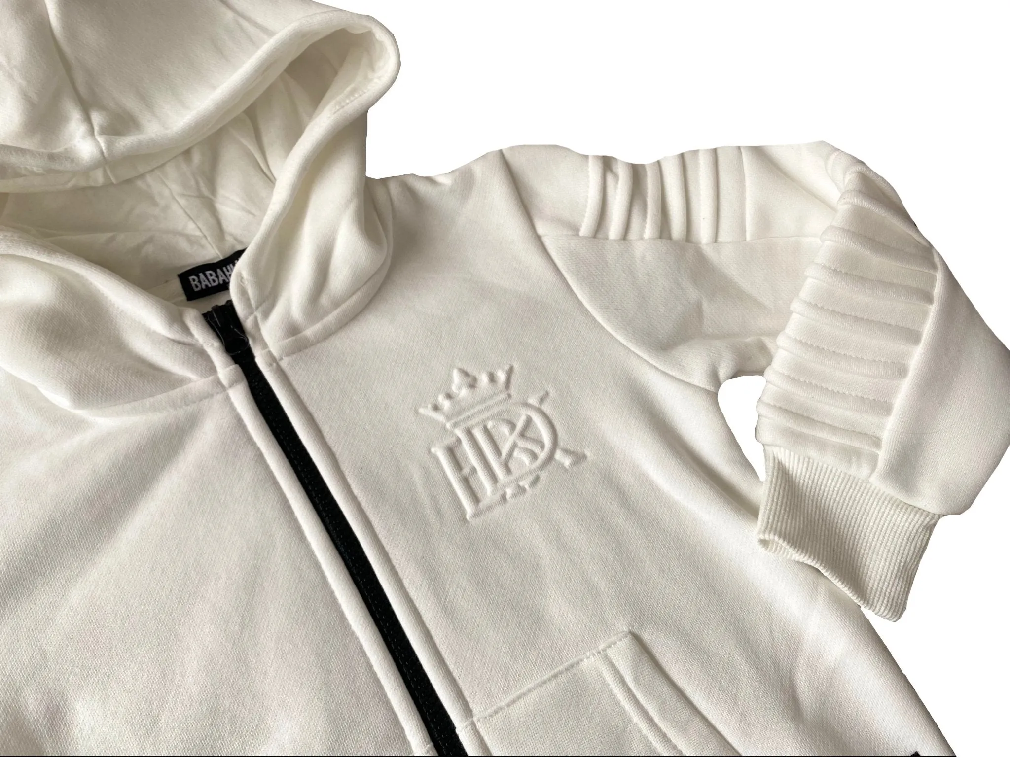 Henley Zipper Kids White Hoodie