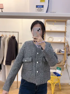 Houndstooth wool jacket