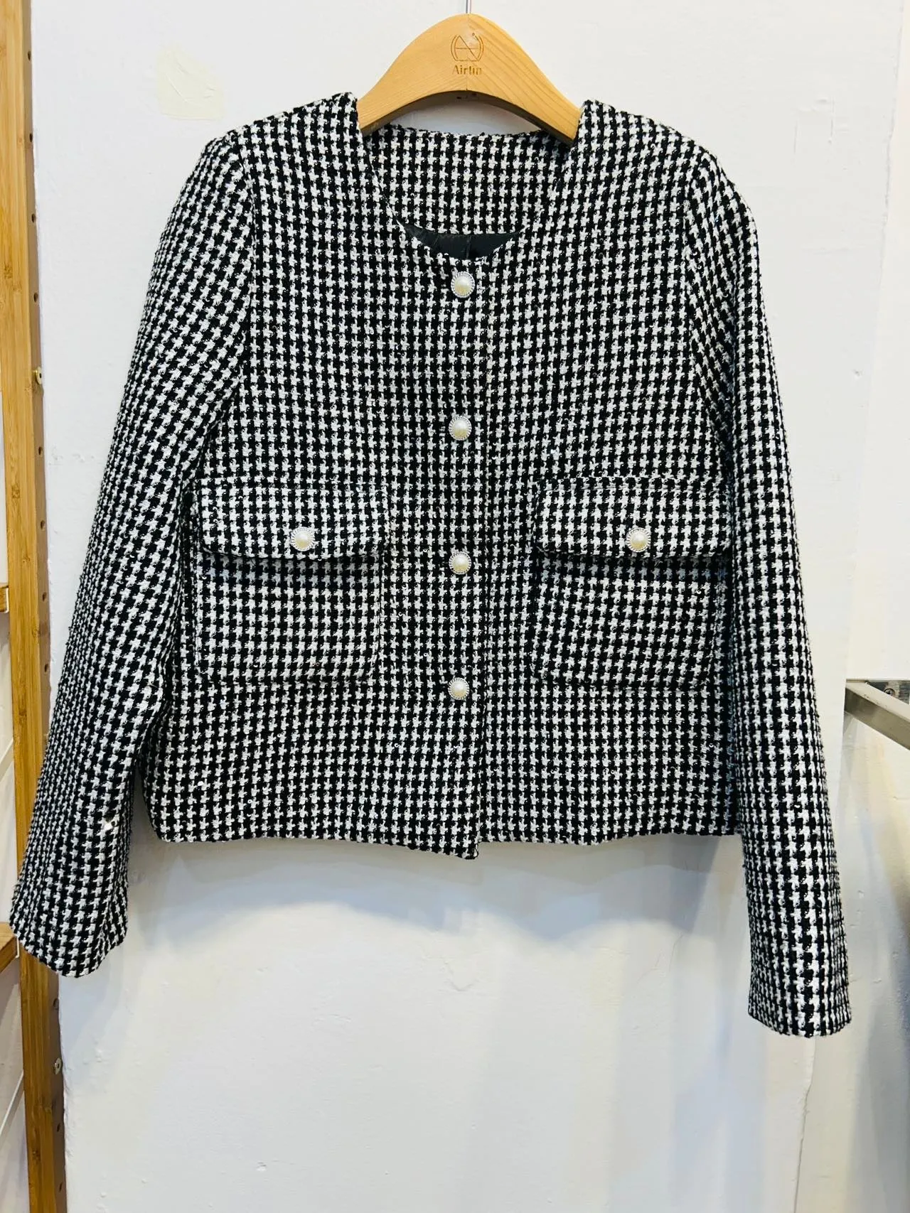 Houndstooth wool jacket