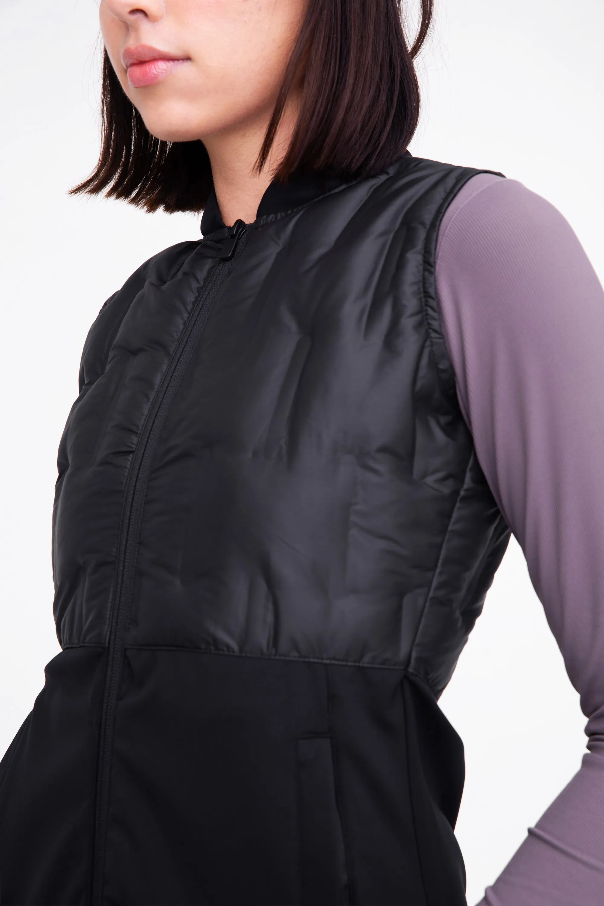 Hybrid Jersey Vest - Quilted Detailing - Black