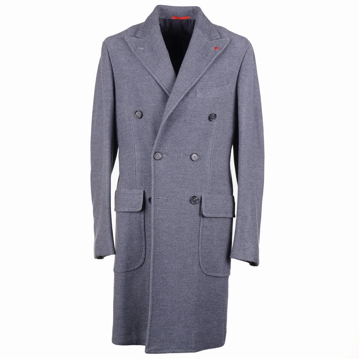 Isaia Patterned Wool Overcoat