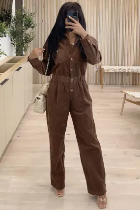 Jason Woven Corduroy Jumpsuit (Chocolate Brown)