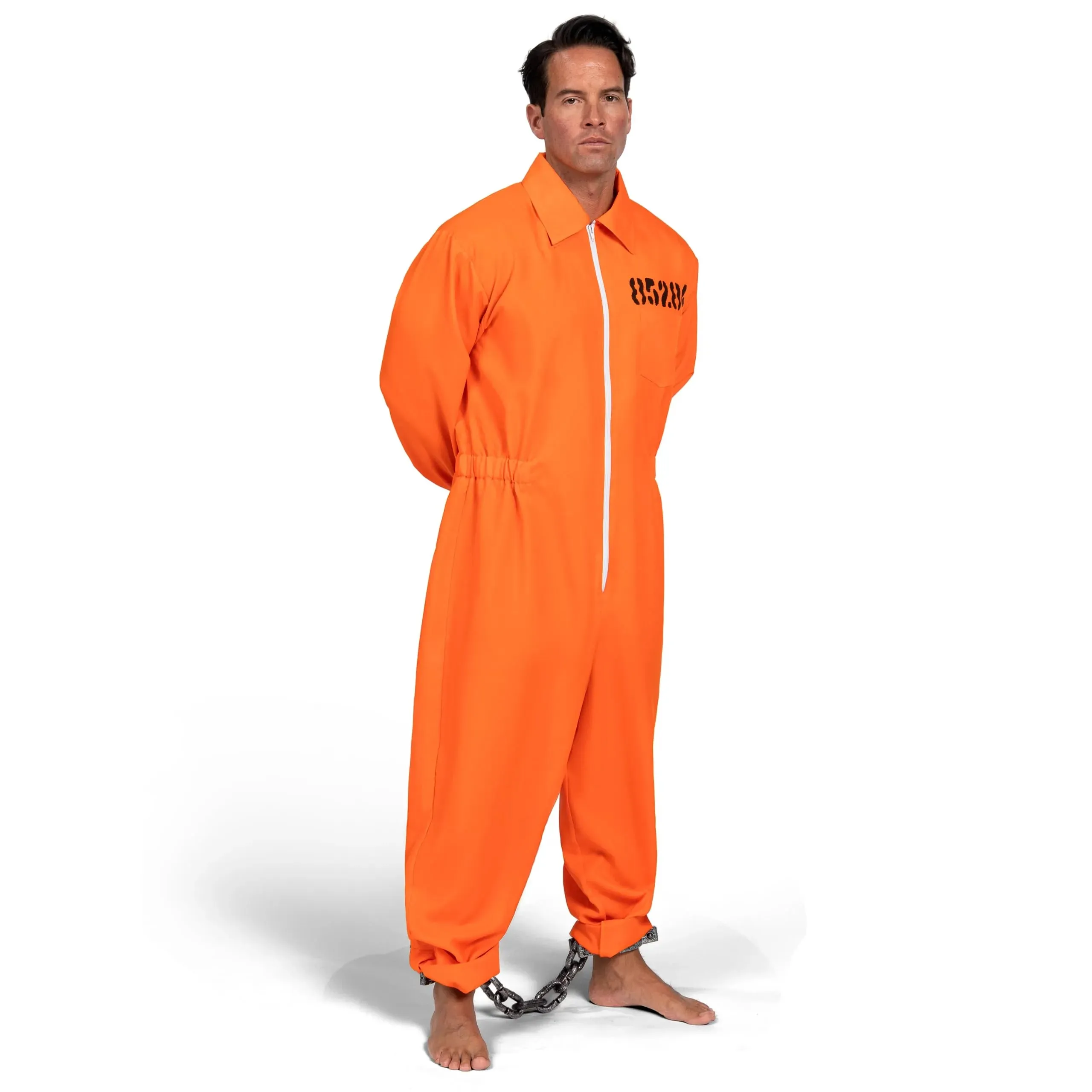 Jumpsuit Men's Orange Prison Escaped Inmate Jailbird Coverall Costume