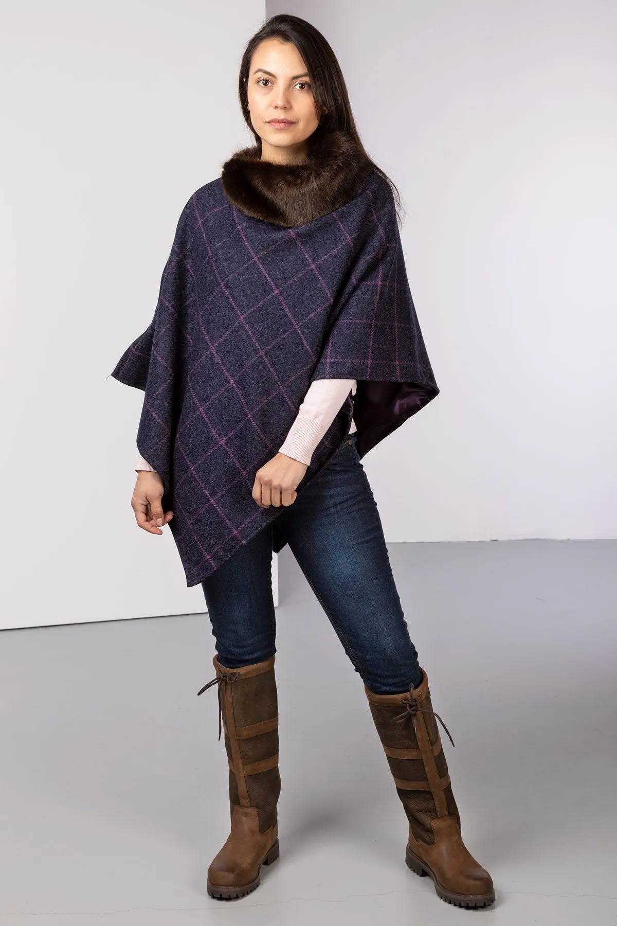 Ladies 100% Wool Tweed Poncho