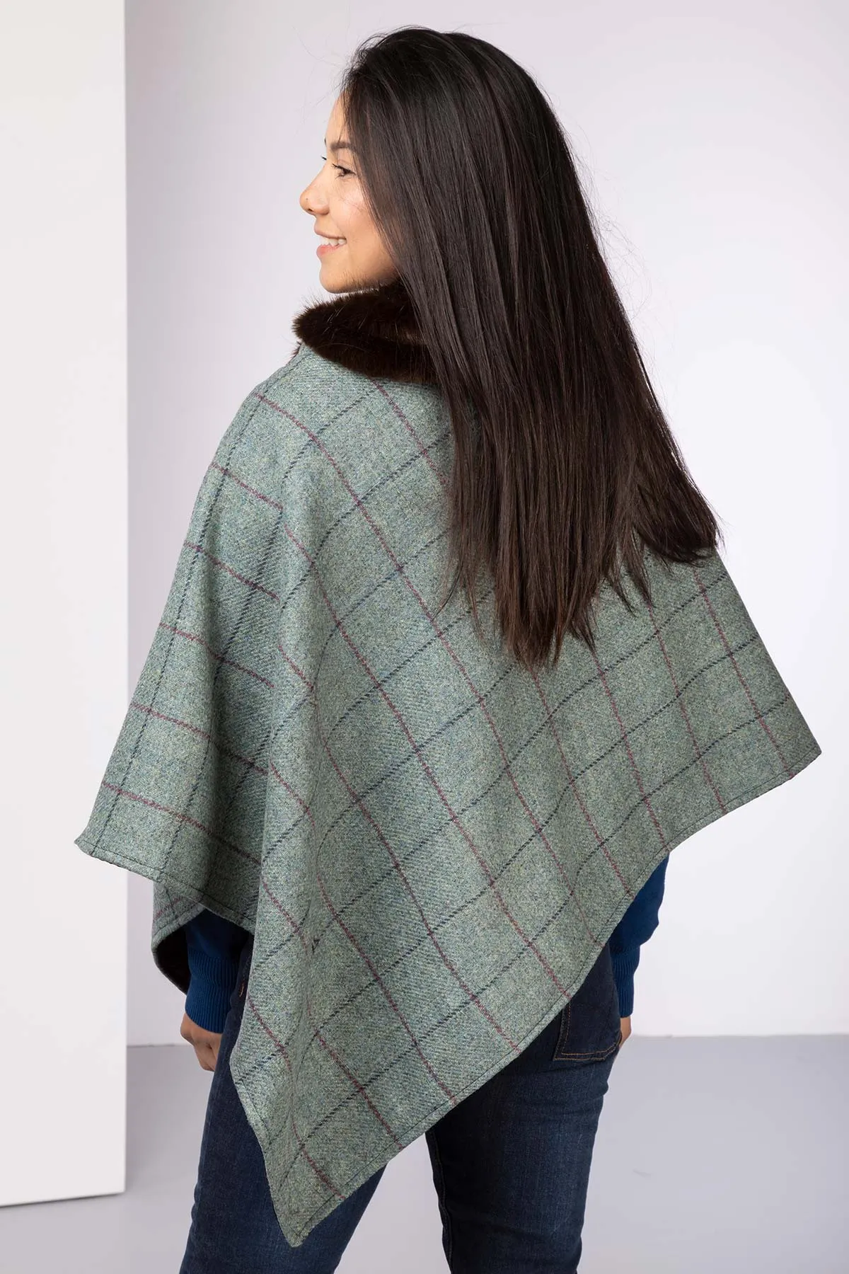 Ladies 100% Wool Tweed Poncho