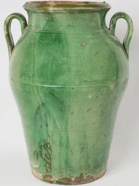 Large antique Olive Oil Pot w/  Green Glaze, Tournac 19¾"