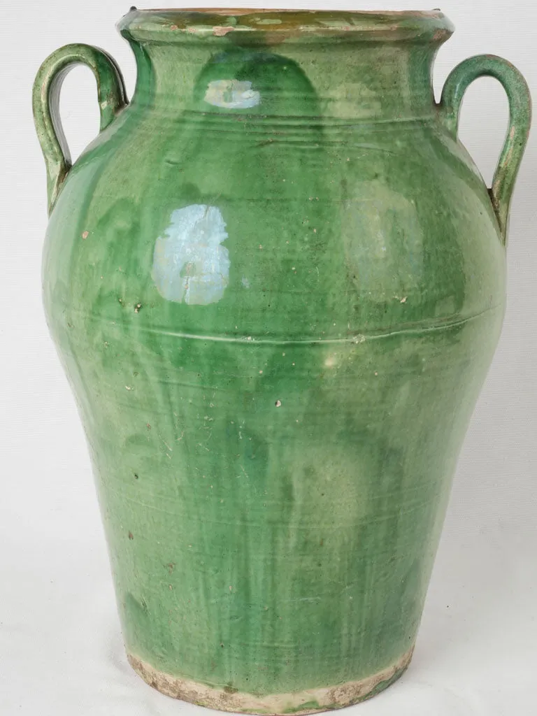 Large antique Olive Oil Pot w/  Green Glaze, Tournac 19¾"