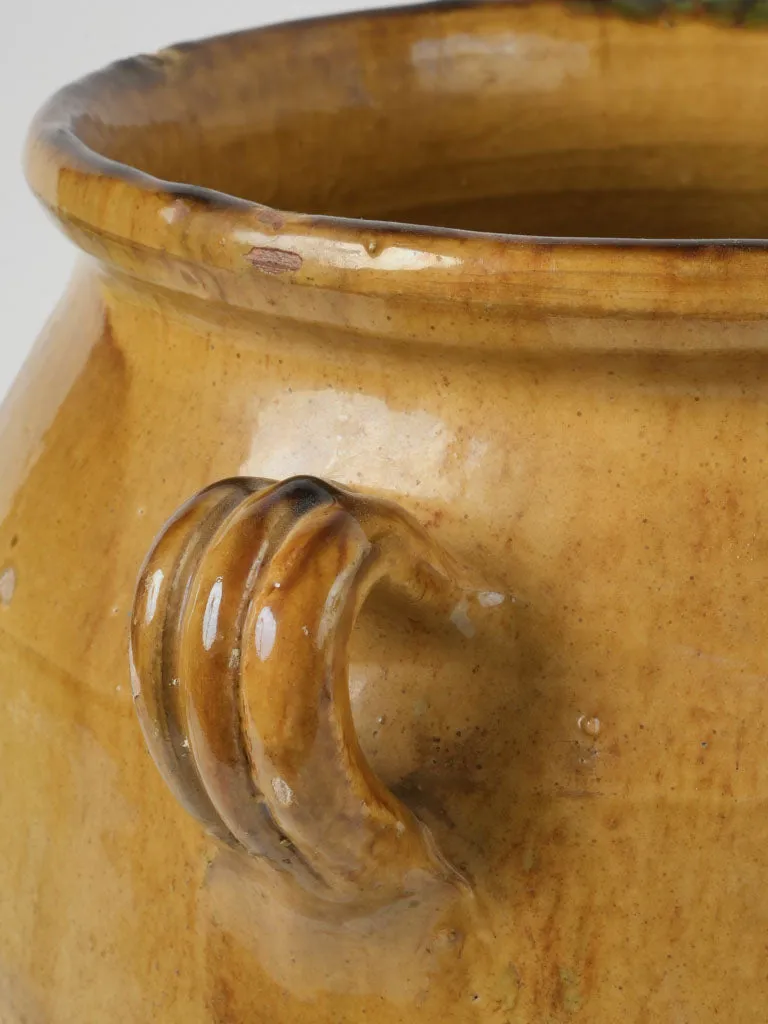 Late 19th Century French Confit Pot w/ ocher & green glaze 13½"