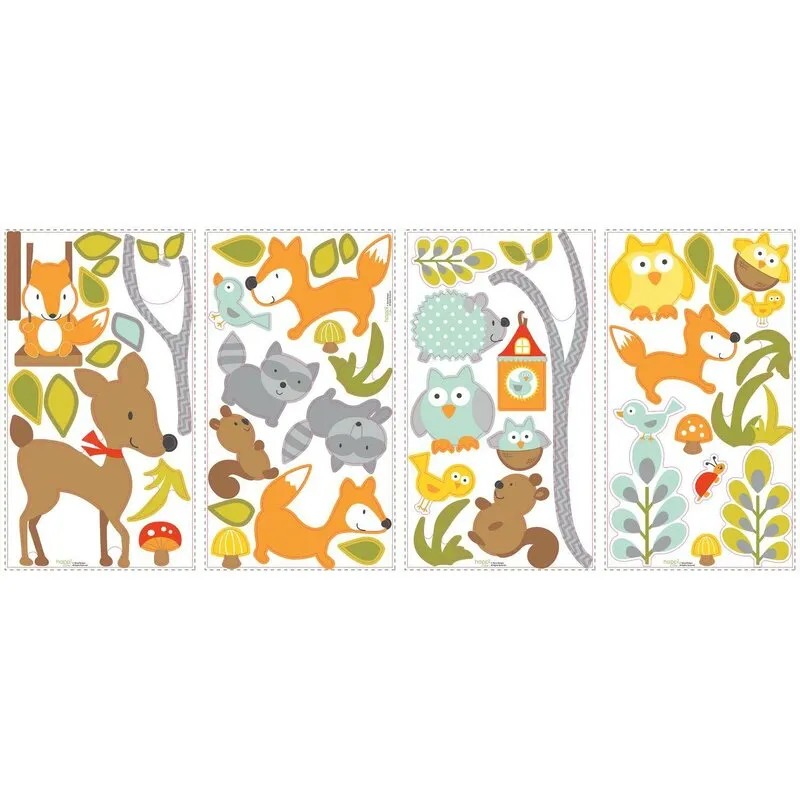 Leeksham 52 Piece Woodland Fox with Friends Wall Decal