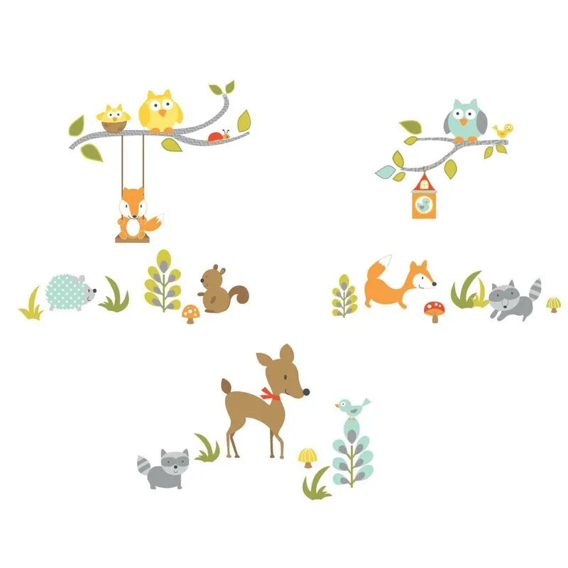 Leeksham 52 Piece Woodland Fox with Friends Wall Decal