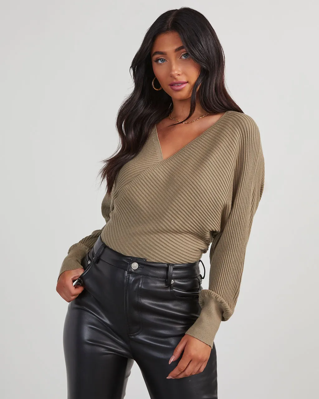 Let It Glow Drape Sweater Bodysuit