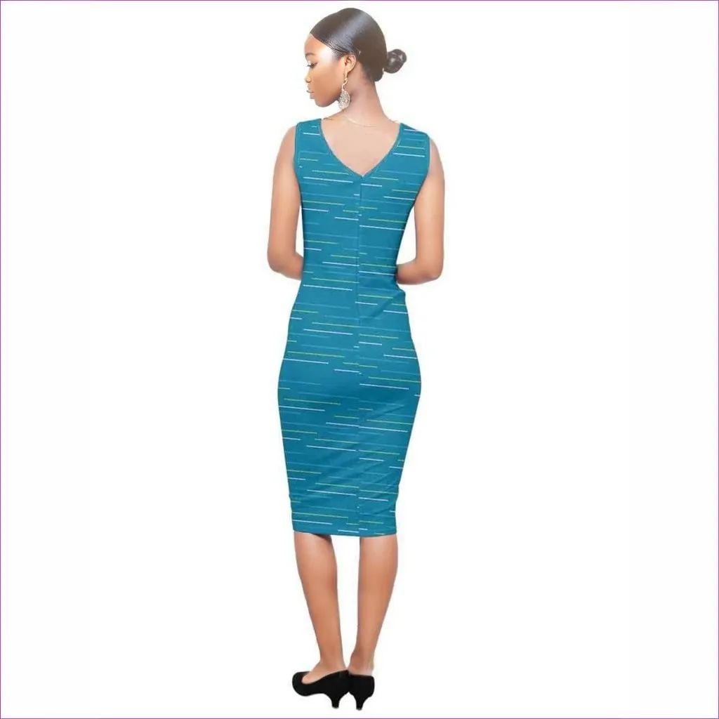 Linear Sleeveless Pencil Dress