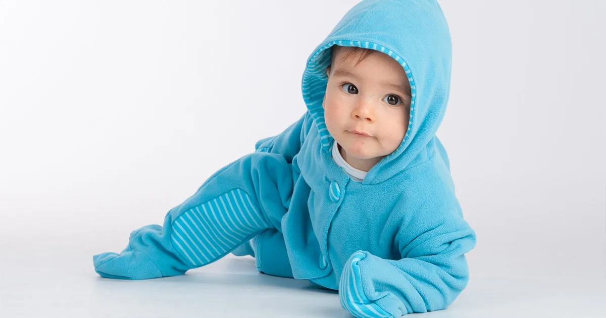 Lined baby overall pattern with hood, romper jumpsuit with feet and arm wrap. Hooded romper onesie sewing pattern DORIAN by Patternforkids