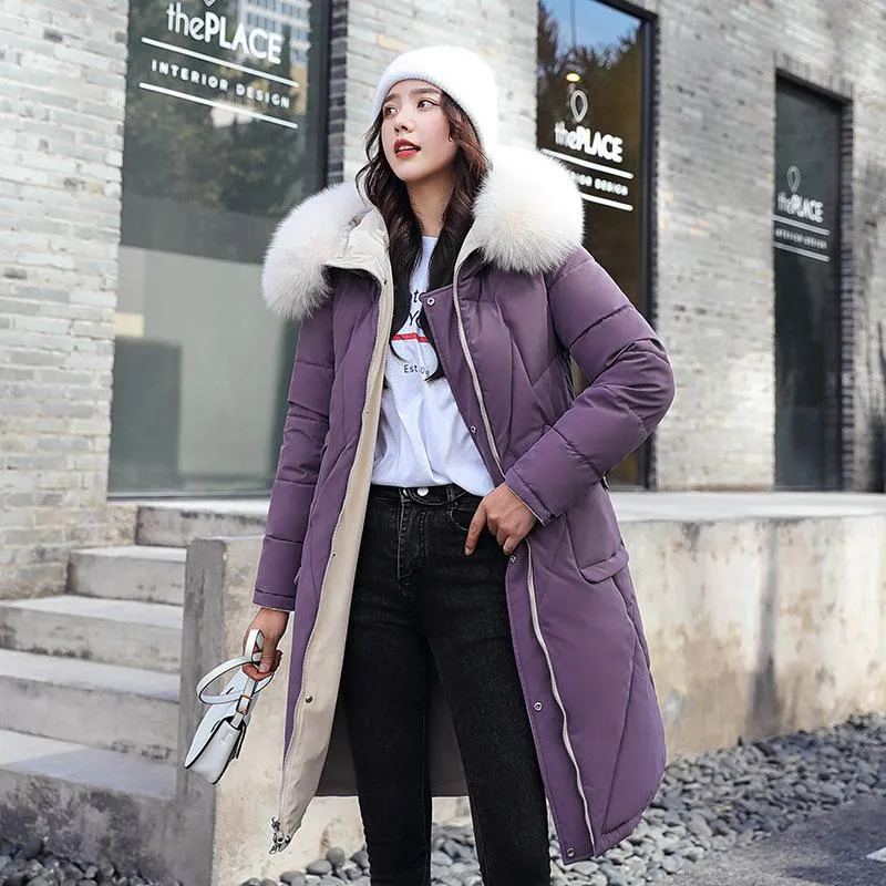 Loose Fit Fur Collar Puffer Coat