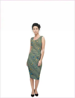 Marbled Marigold Sleeveless Pencil Dress