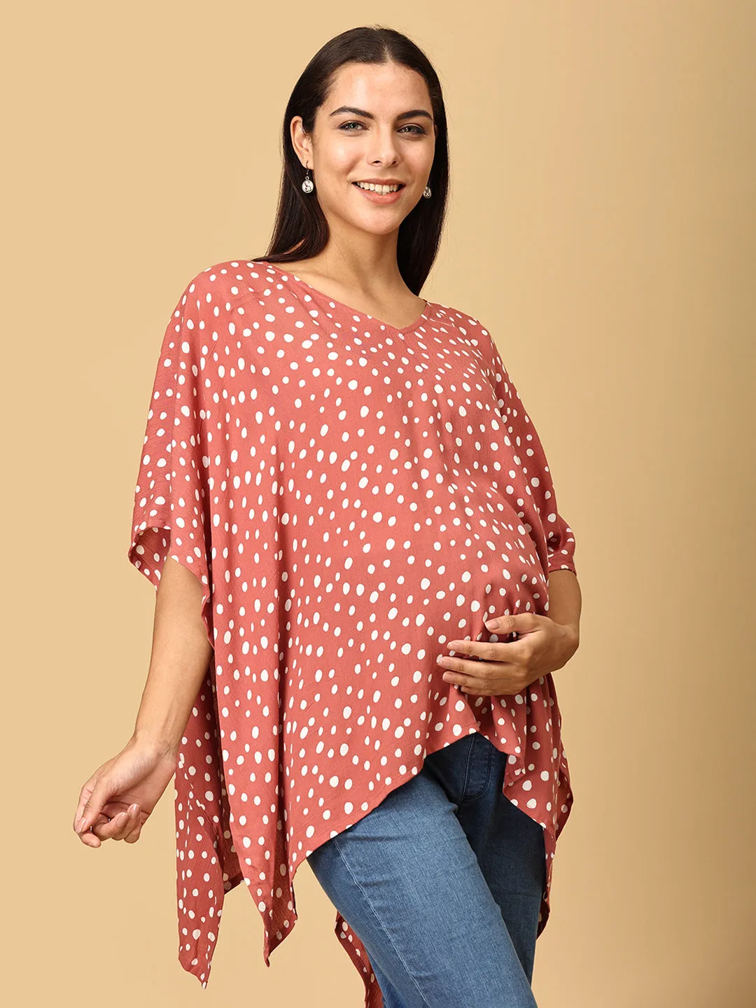 Mauve Spots Nursing Cover And Top