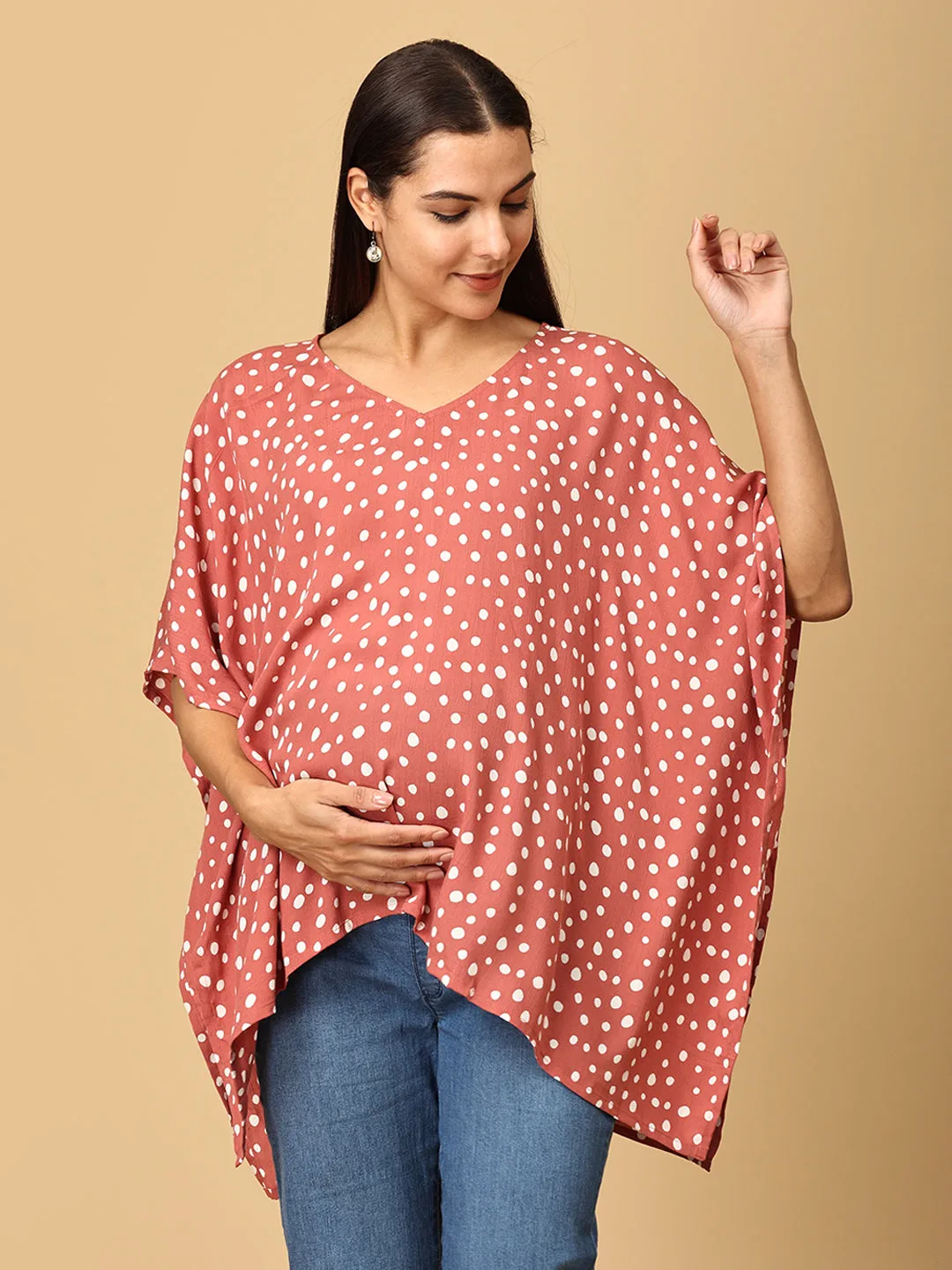 Mauve Spots Nursing Cover And Top