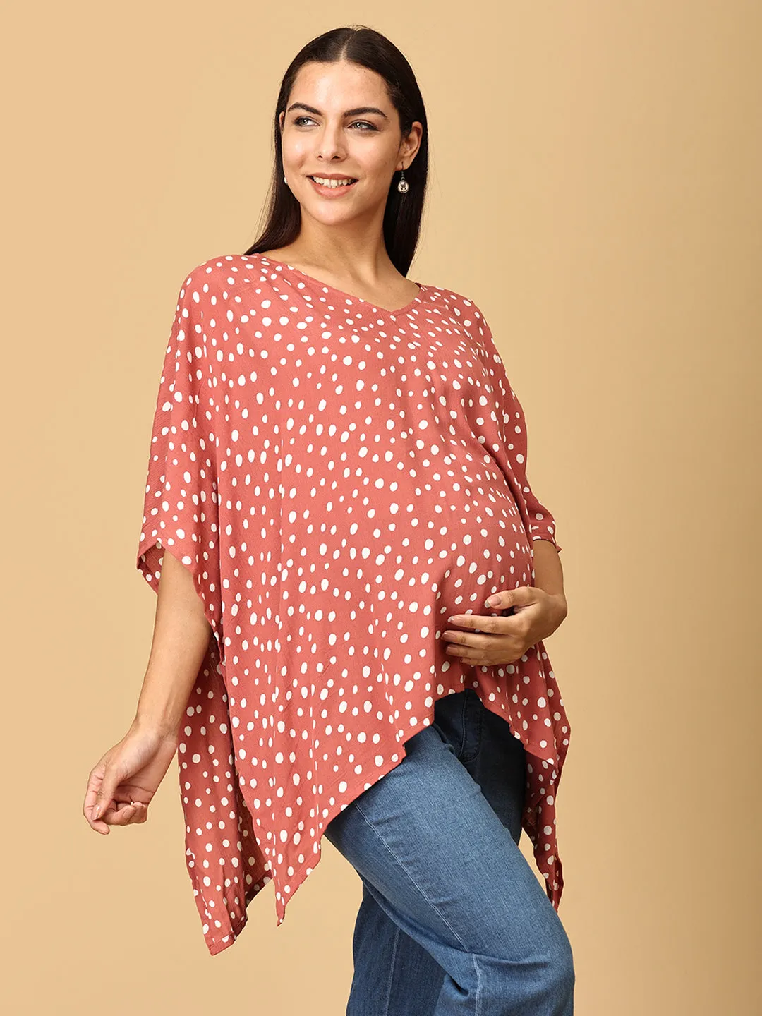 Mauve Spots Nursing Cover And Top