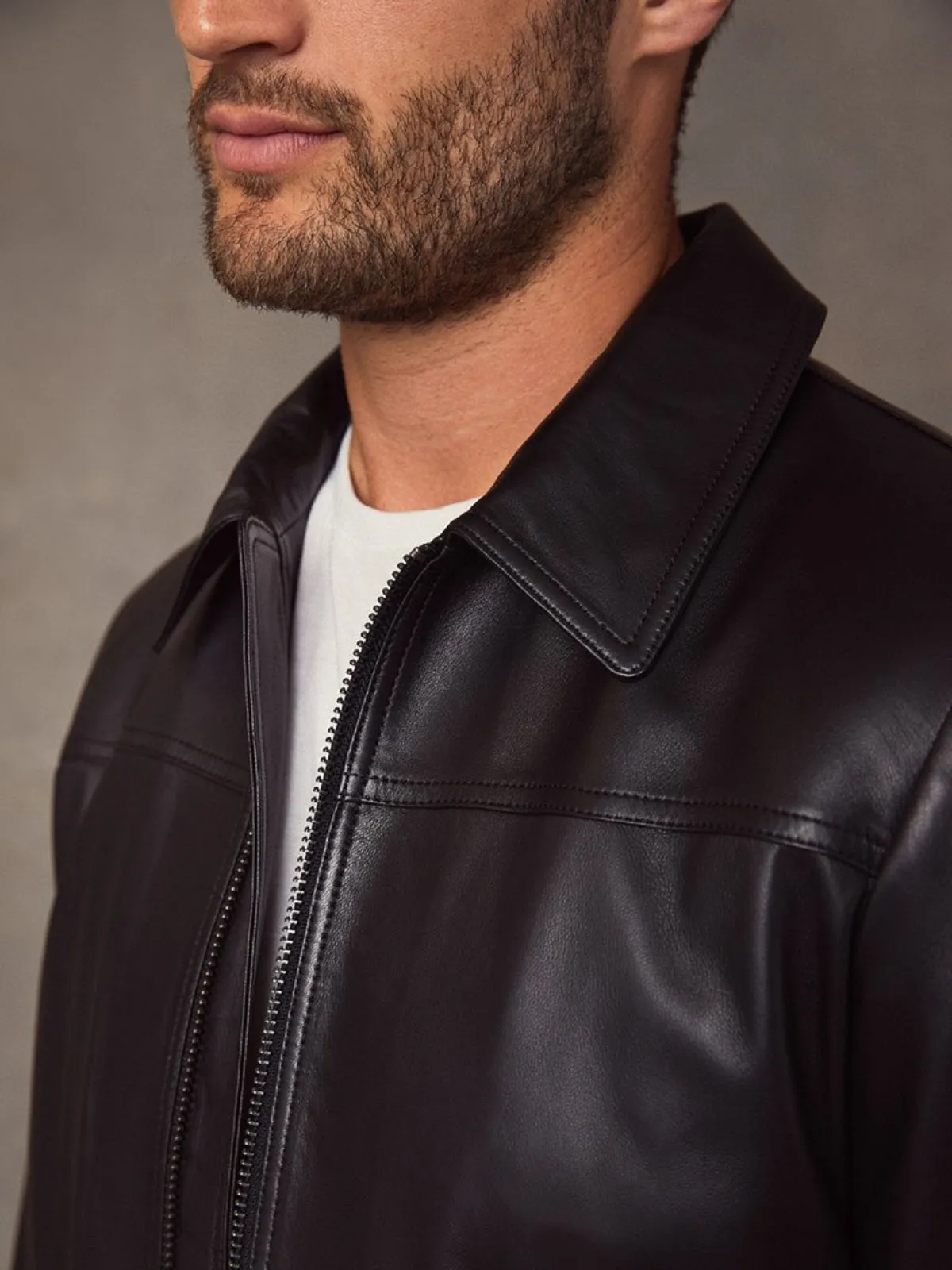 Men Vintage Black Leather Jacket