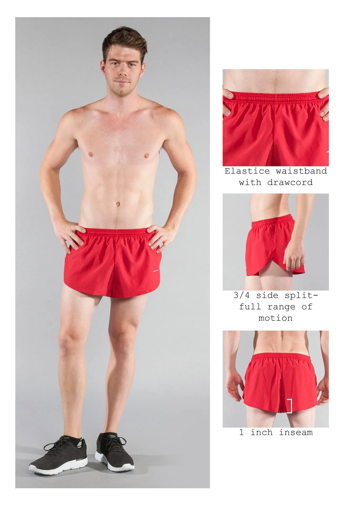 Men's 1" Elite Split Shorts- Red