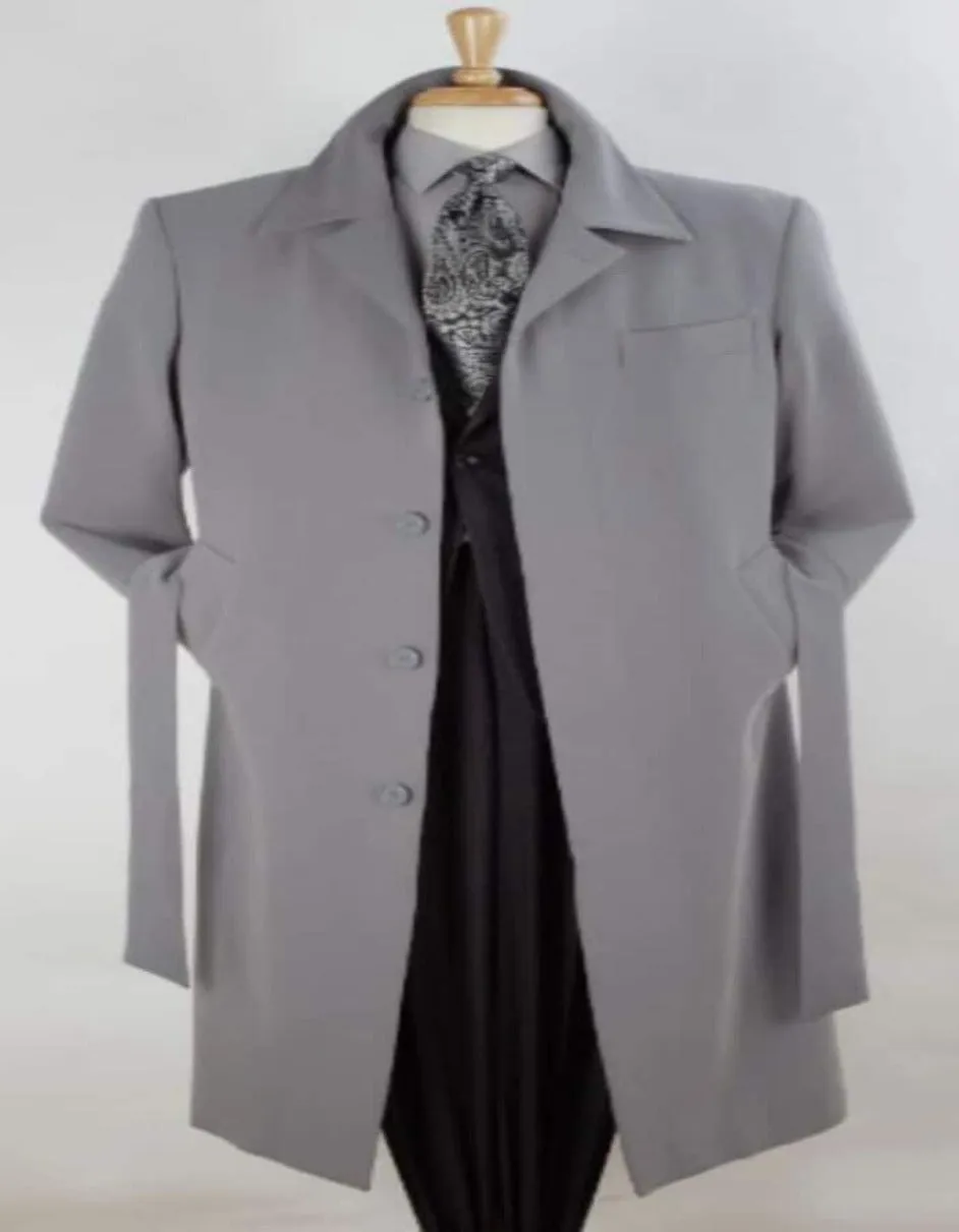 Mens Full Length Length Top Coat Grey