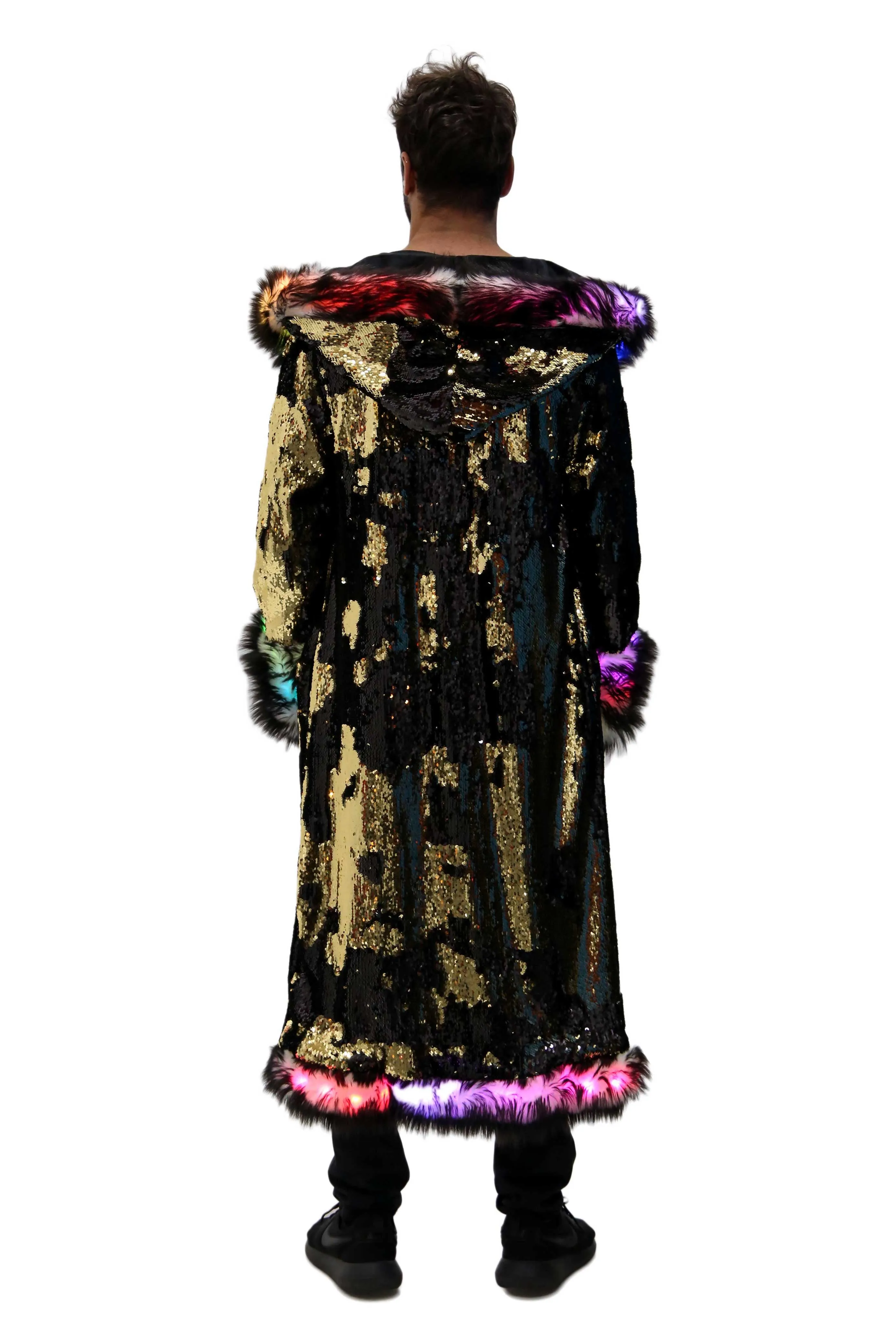 Men's LED Sequin King Coat in "Black/ Gold"