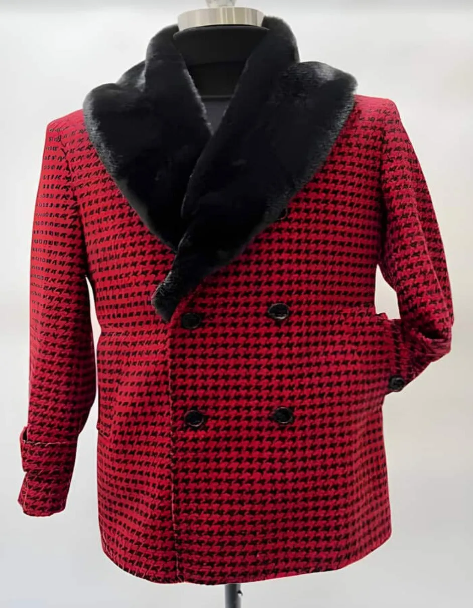 Mens Overcoat - Topcoat For Men - Winter Fabric - Mens Plaid Overcoat - Six Button Wool Peacoat - Plaid Topcoats