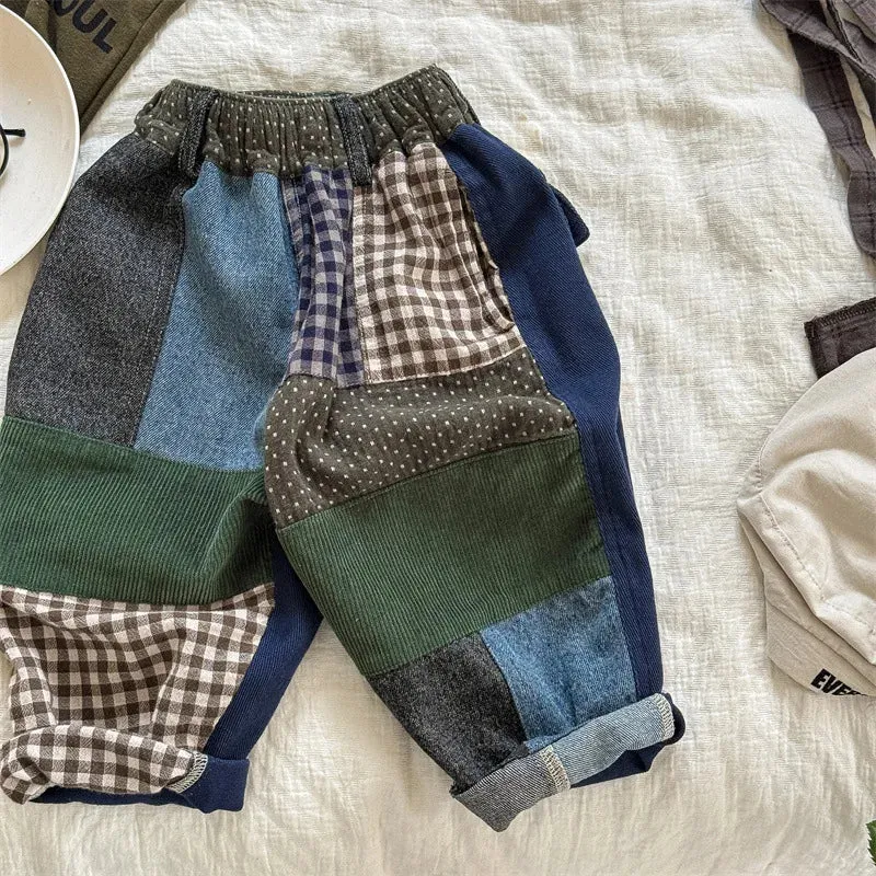 MILANCEL New Autumn Children's Pants 1-6 Y Boys Patchwork Loose Haren Pants Girls Casual Trousers