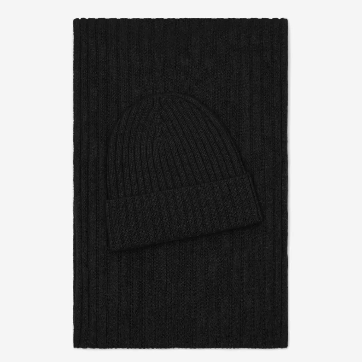 Milano (black) - 100% cashmere ribbed beanie (unisex)