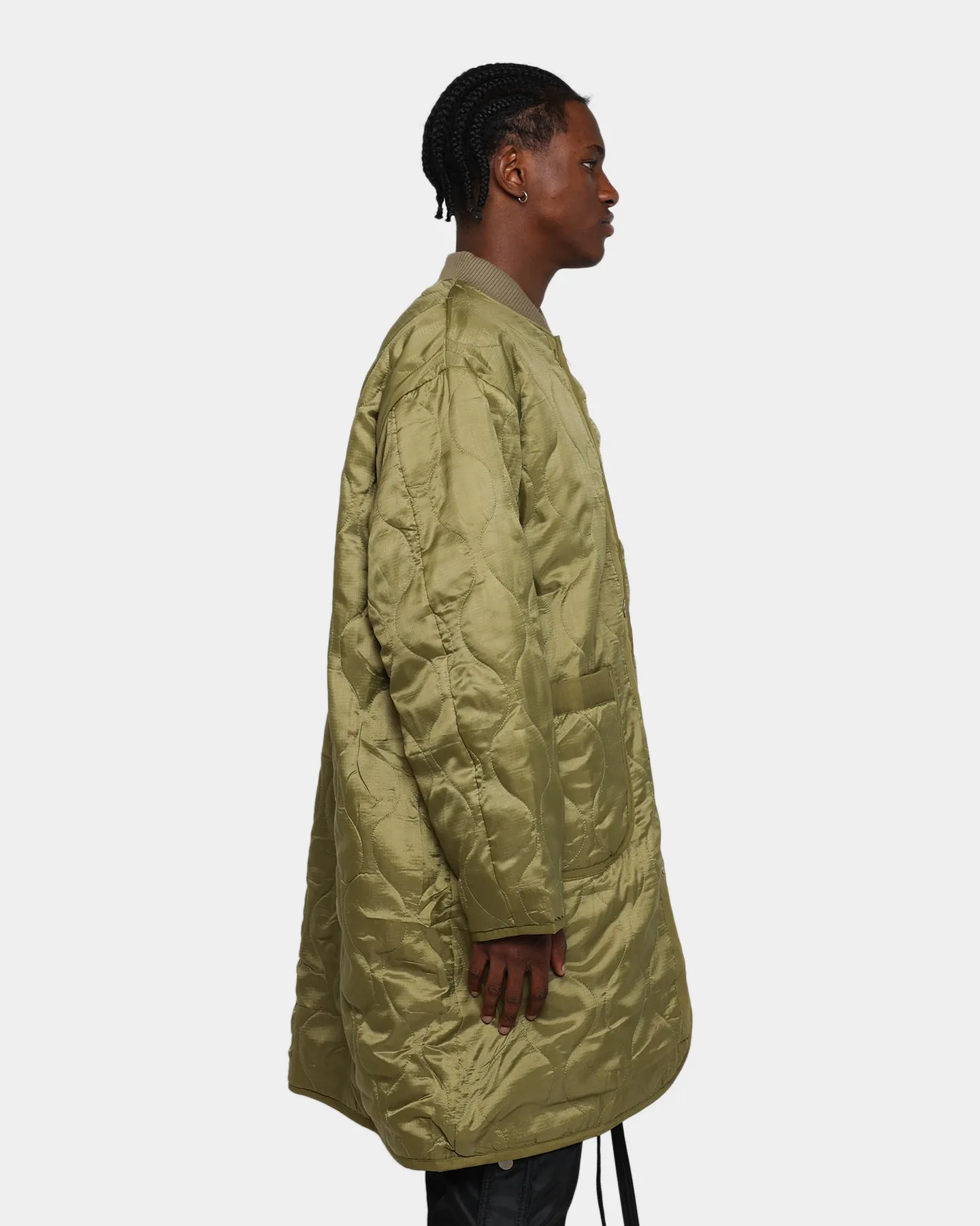 MNML Zip Up Bomber Trench Jacket Olive