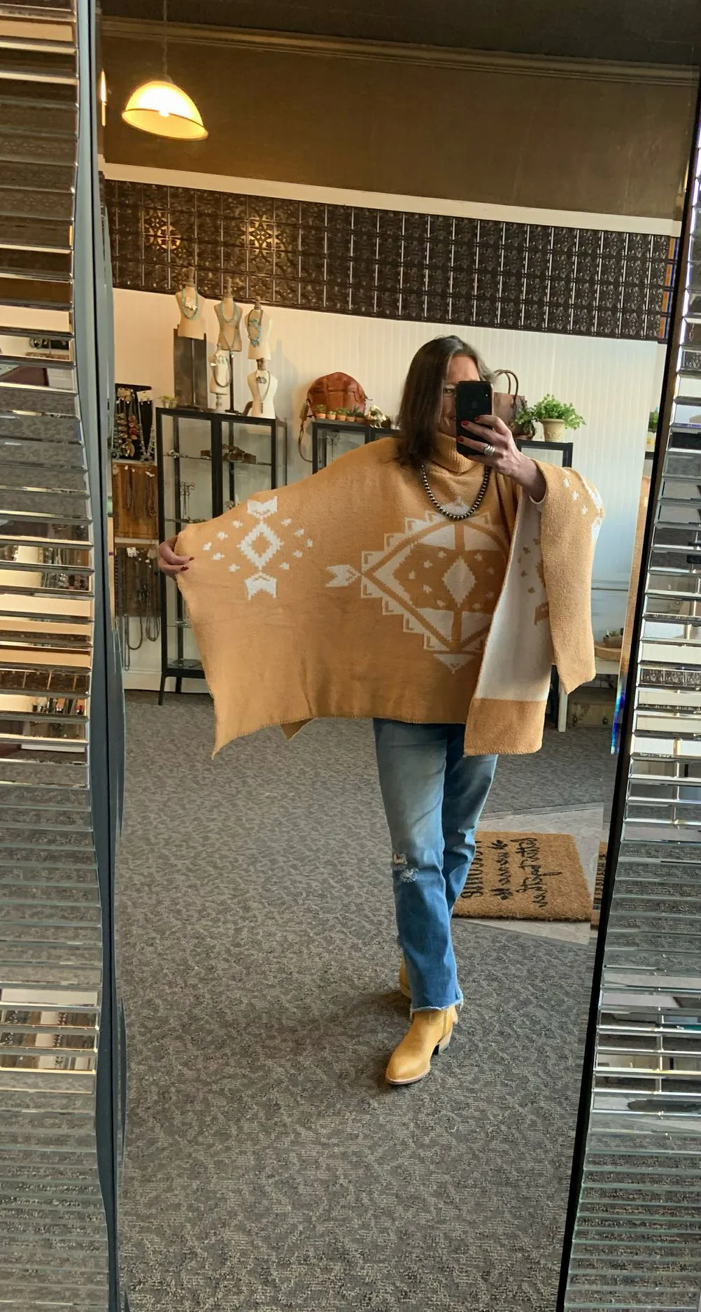 Mustard Aztec One Size Poncho