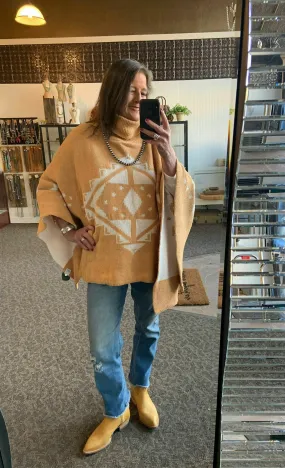 Mustard Aztec One Size Poncho