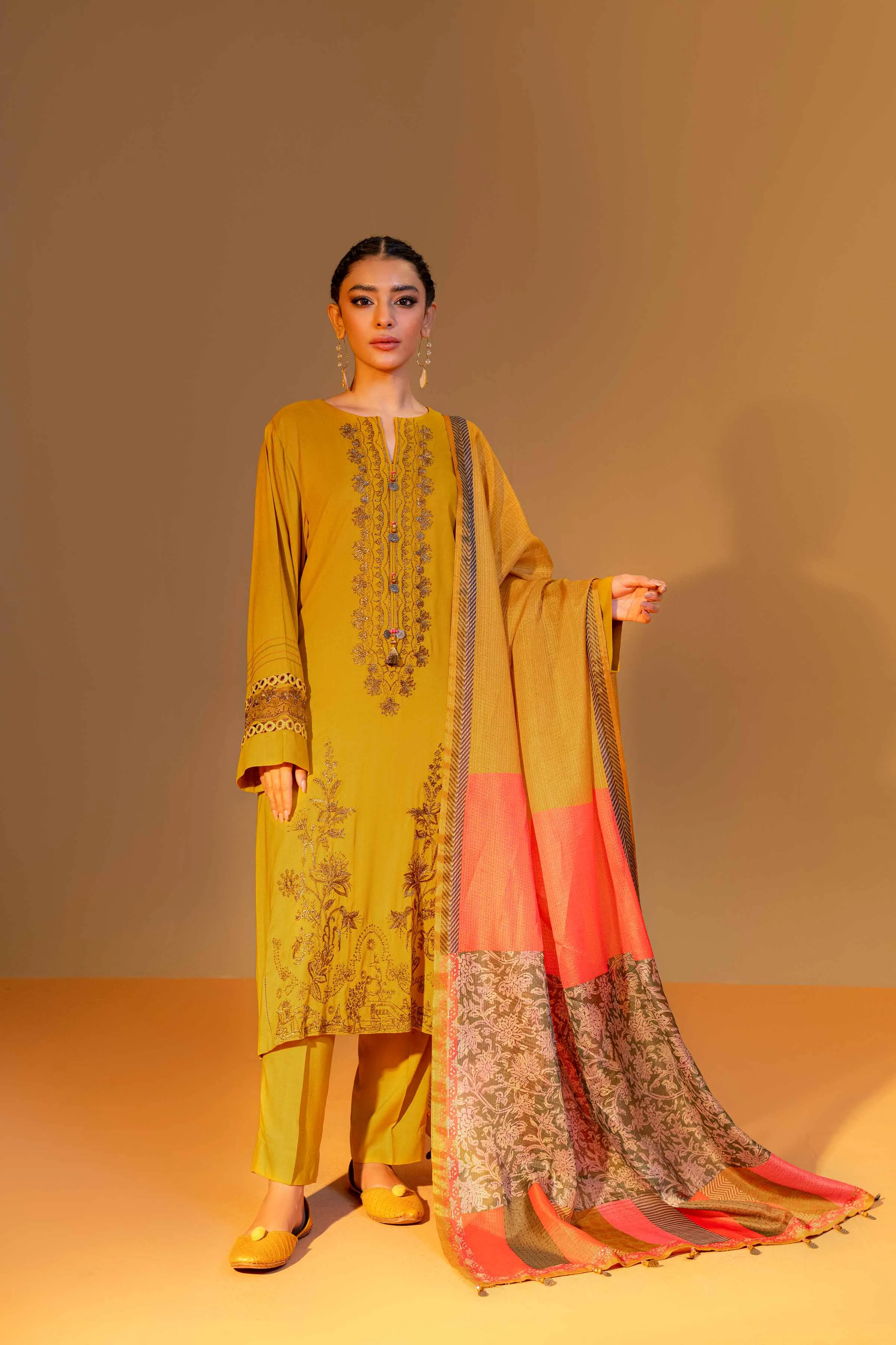 Nishat Linen Silk Collection – 3 Piece - Embroidered Suit - 42306458