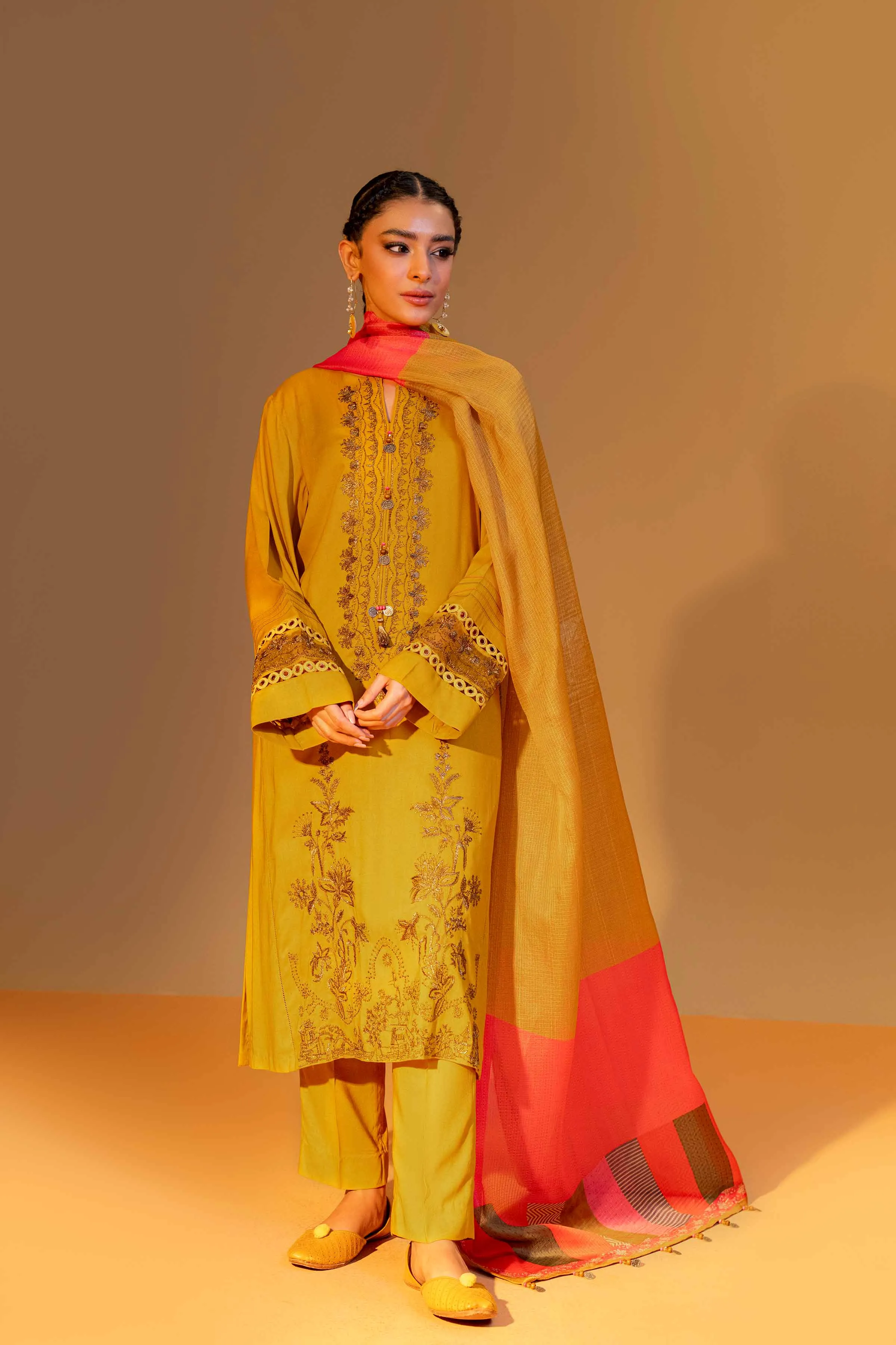 Nishat Linen Silk Collection – 3 Piece - Embroidered Suit - 42306458