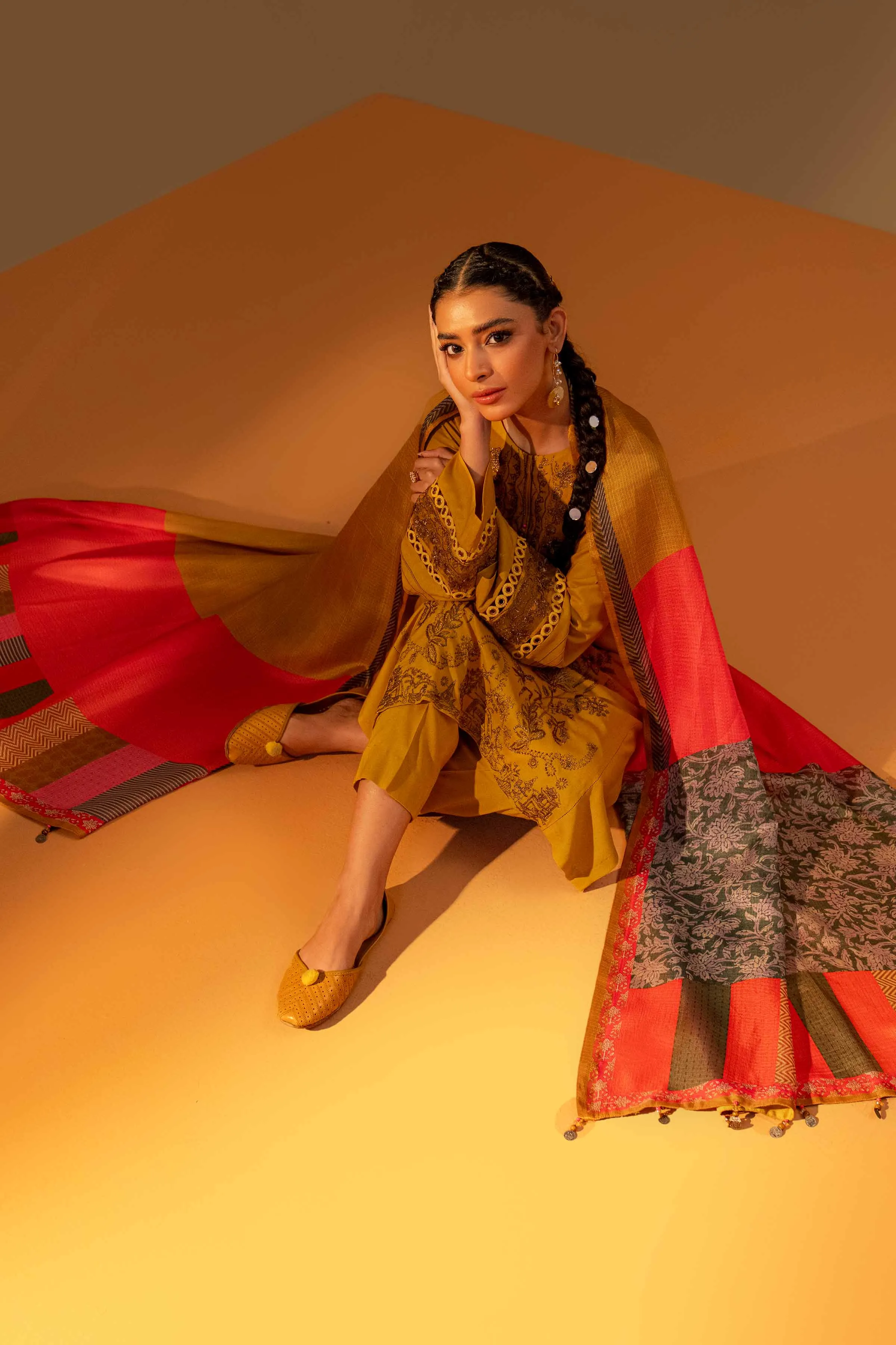 Nishat Linen Silk Collection – 3 Piece - Embroidered Suit - 42306458