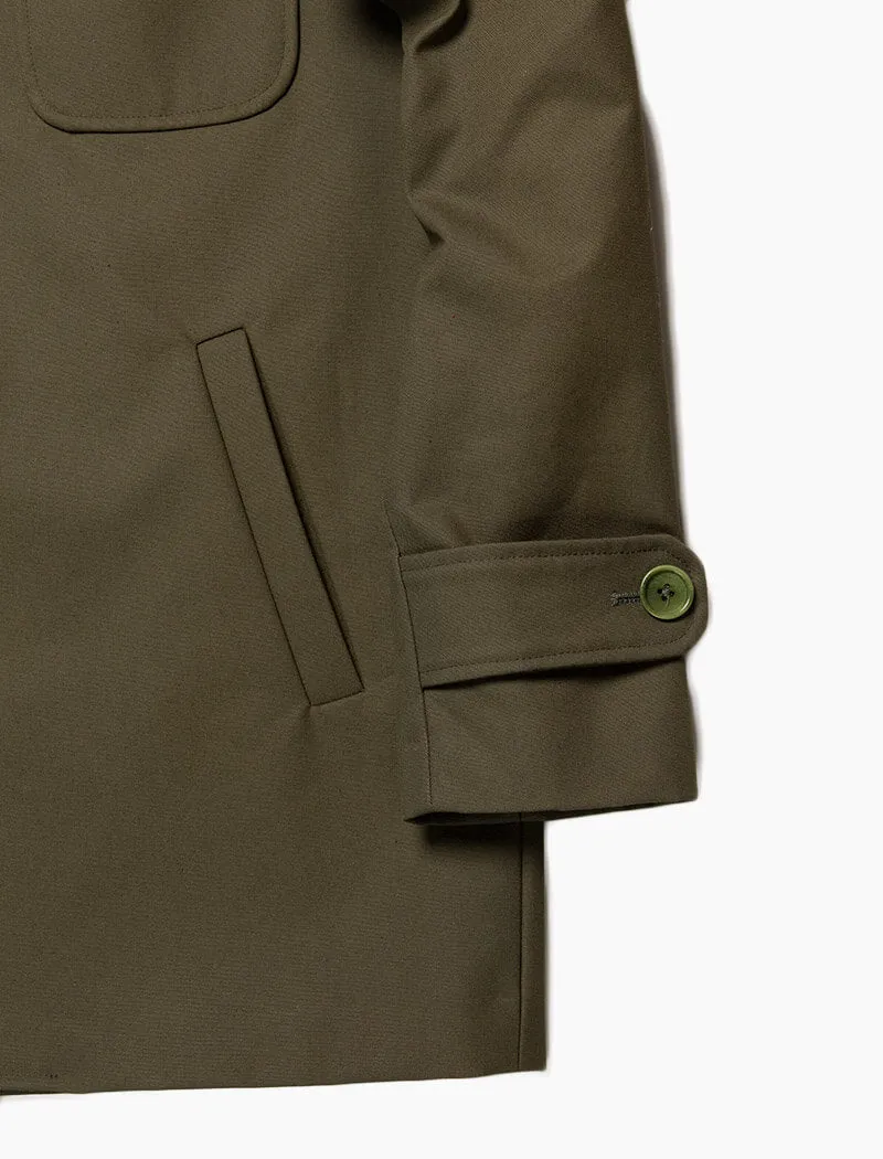 Olive Green Waxed Cotton Overcoat