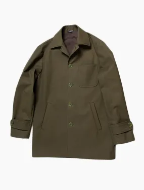 Olive Green Waxed Cotton Overcoat