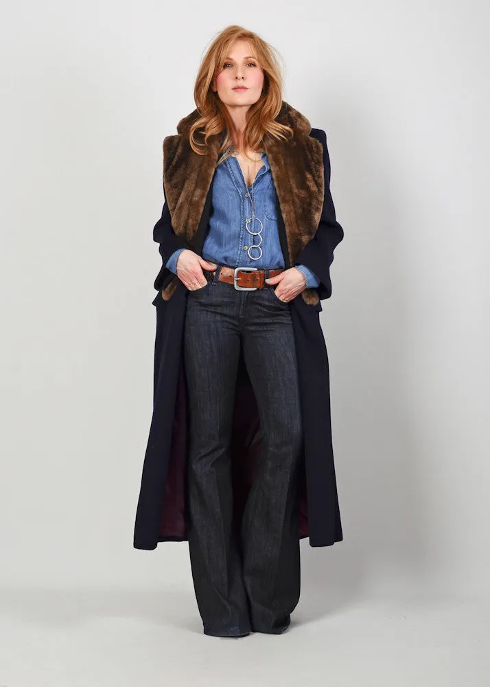 Perry Ellis Fur   Wool Maxi Coat